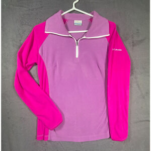 Columbia Lightweight 1/4 Zip Fleece Pullover Women Large Pink Purple Hiking